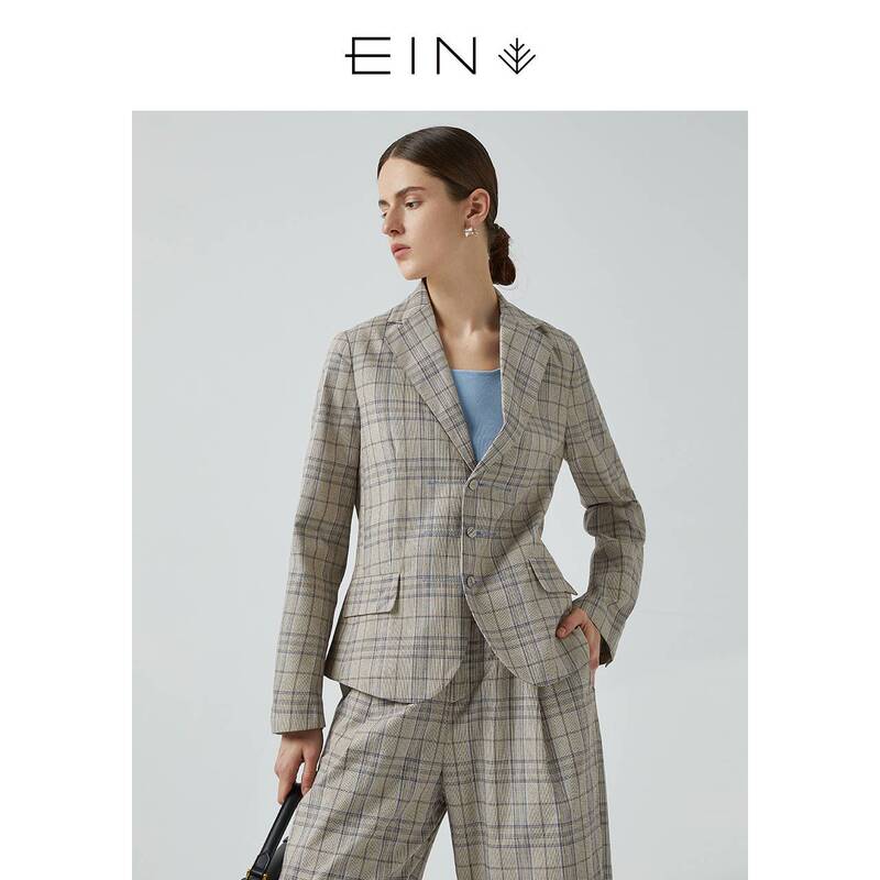 【E·】Spring Style Fashionable Intellectual Academy Style Plaid Artistic Casual Elegant Thin Blazer Jacket 【E·】Spring Style Fashionable Intellectual Academy Style Plaid Artistic Casual Elegant Thin Blazer Jacket