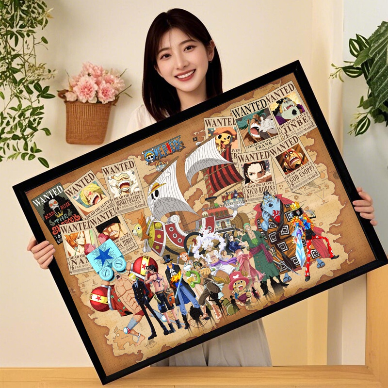 One Piece Merchandise Puzzle with Frame, 1000 Pieces, Luffy Straw Hat Crew Wall Art Decoration, Gift for Friend's Birthday One Piece Merchandise Puzzle with Frame, 1000 Pieces, Luffy Straw Hat Crew Wall Art Decoration, Gift for Friend's Birthday