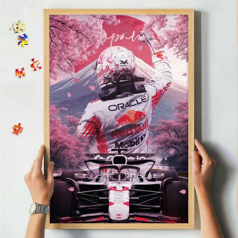 F1 Formula Racing Car Puzzle with Frame 1000 Pieces Adult Version Living Room Decoration Wall Hanging Ornament Wooden