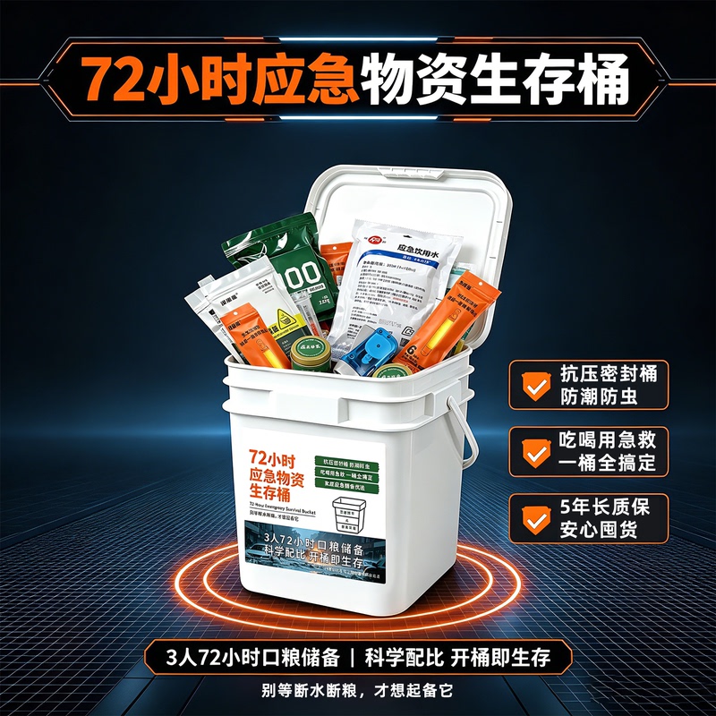 Emergency Disaster Prevention Bucket 72-Hour Family Emergency Reserve Survival Supplies Typhoon Day End-Of-The-World Survival Emergency Equipment Emergency Disaster Prevention Bucket 72-Hour Family Emergency Reserve Survival Supplies Typhoon Day End-Of-The-World Survival Emergency Equipment