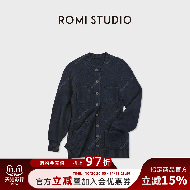 Romi Studio “Casual Elegant” Wool Blend Thick Mid-Length Knitted Cardigan Rwdslt1918