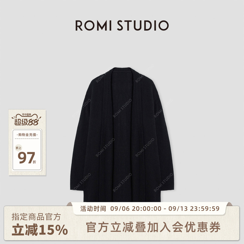 Romi Studio “Relaxing High-Quality” 7-Needle Single-Sided Sheep Wool Soft and Fluffy Long Cardigan 432Ws128 Romi Studio “Relaxing High-Quality” 7-Needle Single-Sided Sheep Wool Soft and Fluffy Long Cardigan 432Ws128
