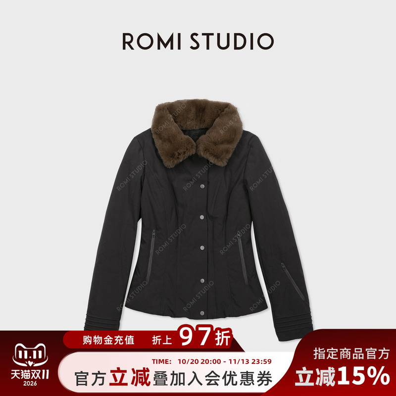 Romi Studio Rex Rabbit Fur Collar + 90% White Goose down Laminated Fur down Jacket Rwcwwg7105 Romi Studio Rex Rabbit Fur Collar + 90% White Goose down Laminated Fur down Jacket Rwcwwg7105