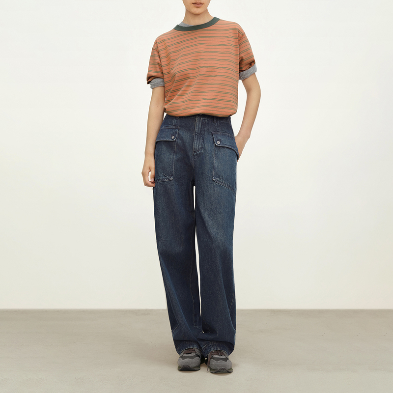 Romi Studio Denim Retro Pure Cotton Workwear Pleated Three-Dimensional Jeans for Women Rwcaxu6126 Romi Studio Denim Retro Pure Cotton Workwear Pleated Three-Dimensional Jeans for Women Rwcaxu6126