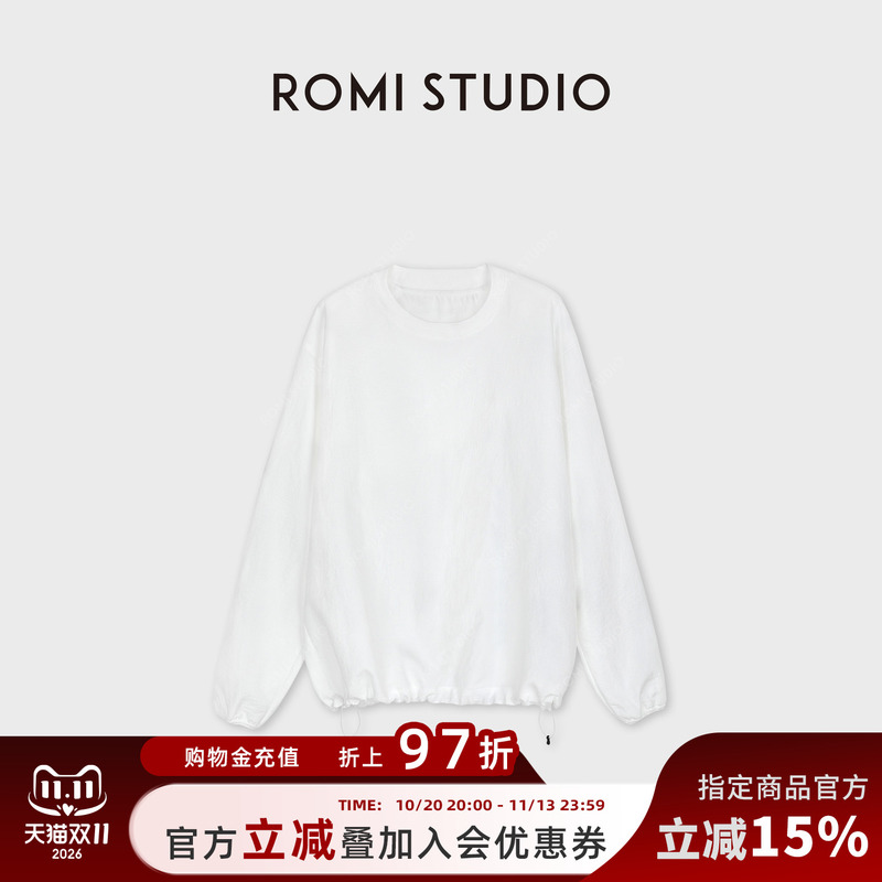Romi Studio Double-Layer Mesh Lightweight and Thin Unisex Versatile Loose T-Shirt Top Rwdasd3557