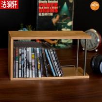 Disc storage rack on the table home tape film cd decorative rack vinyl disc disc rack storage box wooden