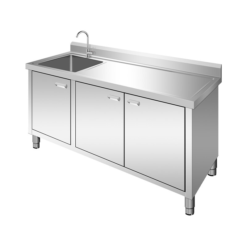 Stainless Steel Kitchen Cabinet Sink Countertop Integrated Cabinet Dishwashing Basin Sink Workbench Commercial Household Washbasin