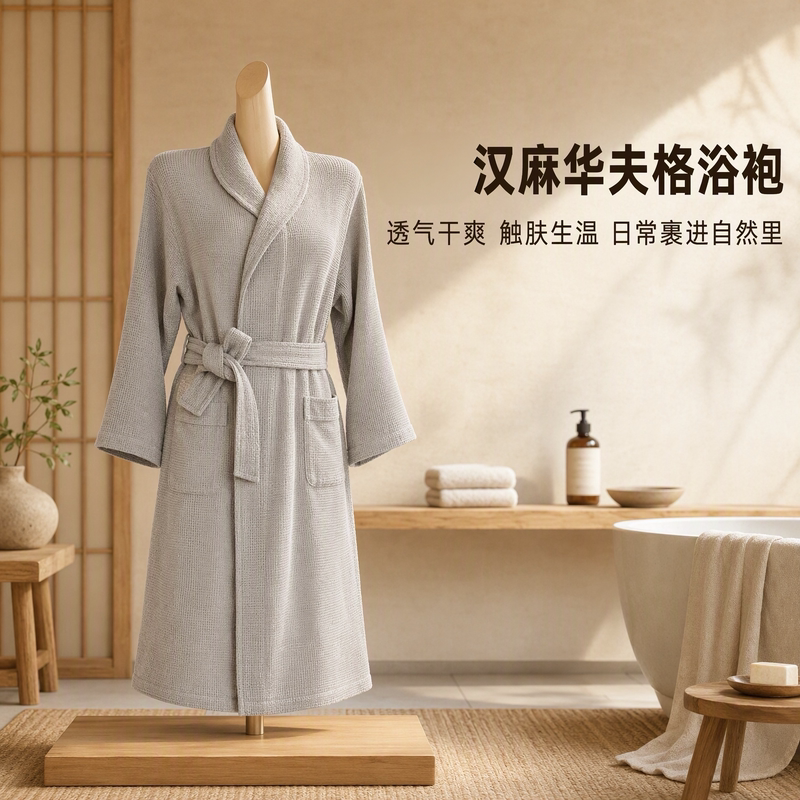 2026 New Hemp Waffle Bathrobe, Bath Towel, Bath Skirt, Antibacterial, Odorless, Skin-Friendly, Breathable and Dry