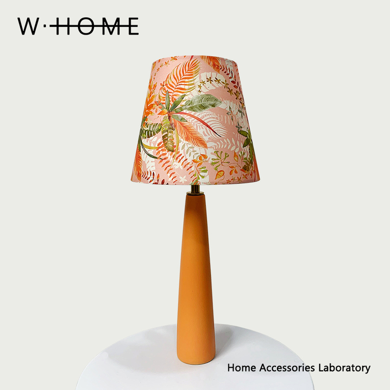 W.Home Cylindrical Orange Fabric Charging Plug-In Table Lamp Imported Liberty Fabric Vintage Style Ambient Light Gift