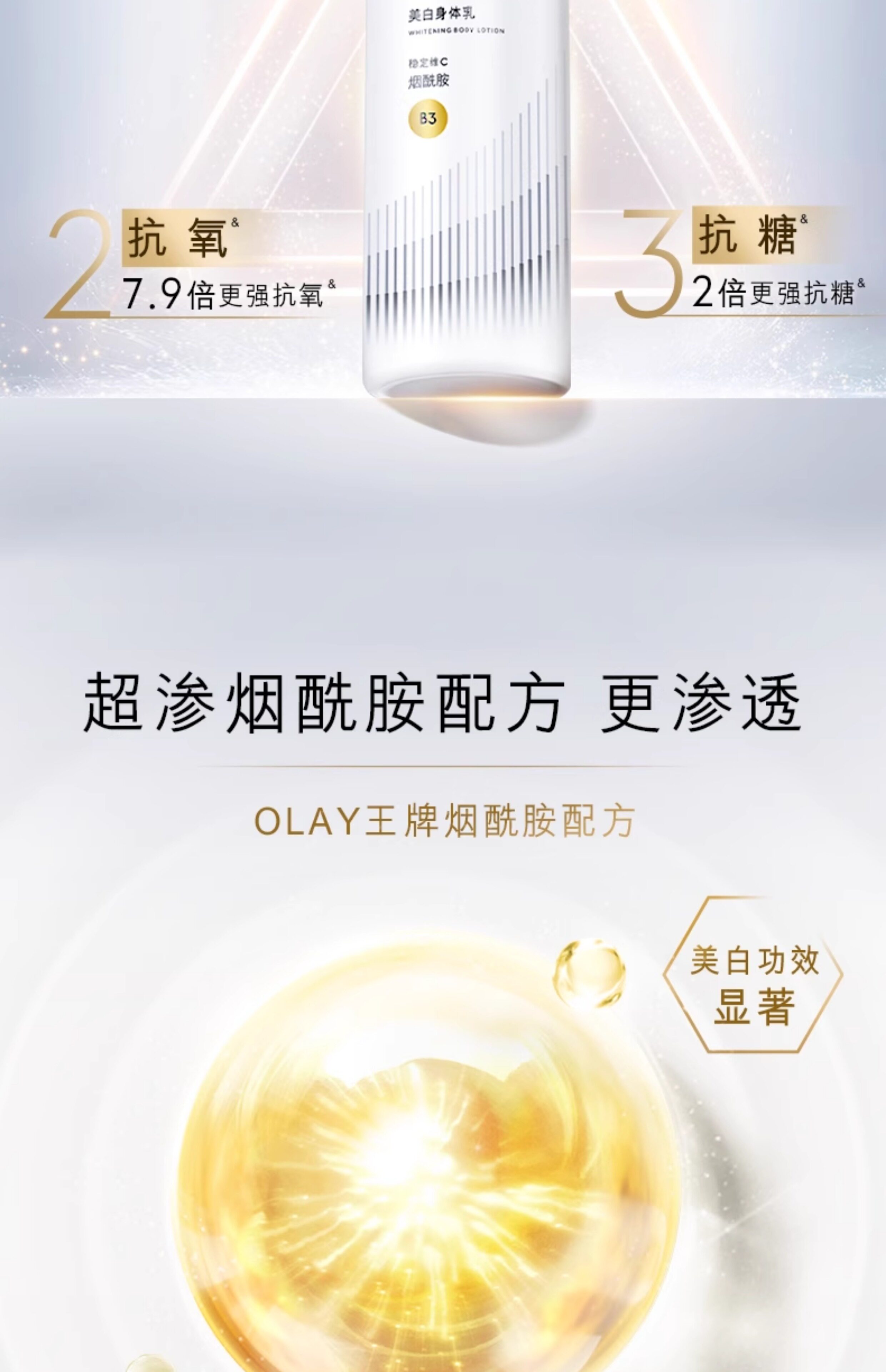 中国  OLAY 三抗第 2 代超白瓶美白身体乳  烟酰胺保湿滋润   260g/罐【杨紫、张予曦、刘雯同款】