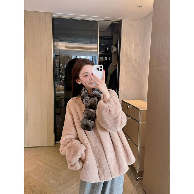 Yuyu Wang【Light Brown】Rare Grade~Pasjiu Semi-Crane Craft Purple Label Grade Mink Fur Coat