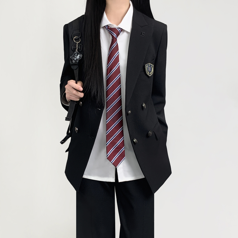 Uncle Kimura Jk Japanese Original Double-Breasted Blazer Jacket for Girls, Spring and Autumn College Style Peaked Lapel Shoulder Pad Uniform