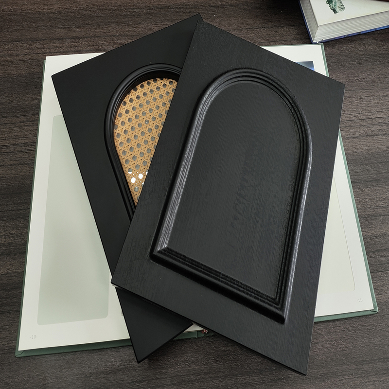 French-Style Retro Arc-Shaped Cabinet Door with Black Wood Veneer and Vacuum-Formed Wardrobe Door Panel