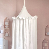 100% Premium Muslin Cotton Hanging Canopy with Frills Bed Ba