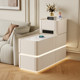 Light Luxury Small Apartment Living Room Sofa Side Table Armrest Cabinet with Light and Socket, High-End Multifunctional Side Cabinet Storage Cabinet