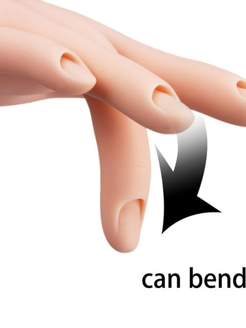 Nail Art Practice Artificial Hand Model for Beginners, Fake Fingers Can Be Inserted, Nail Display Stand, Left and Right Fake Hands, Rubber Bendable