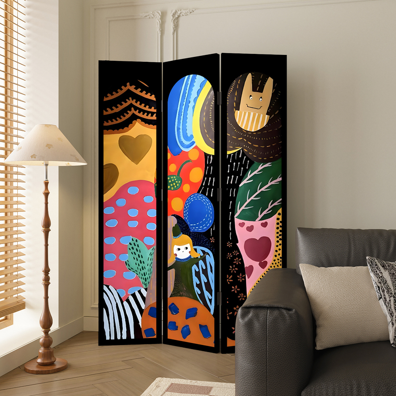 Dopamine Screen Partition for Living Room, Foldable and Movable, Bedroom Entrance Screen, Modern Light Luxury Background, Cute Decoration