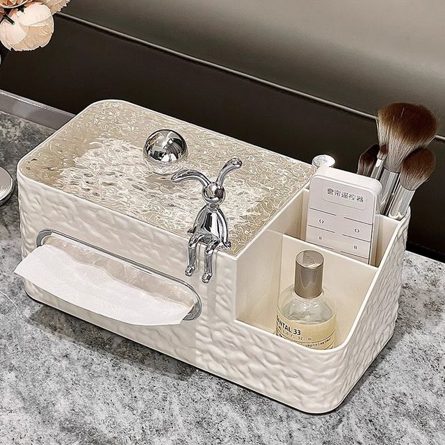 New cream style tissue box creative light luxury living room multifunctional D-function acrylic tissue box restaurant paper storage