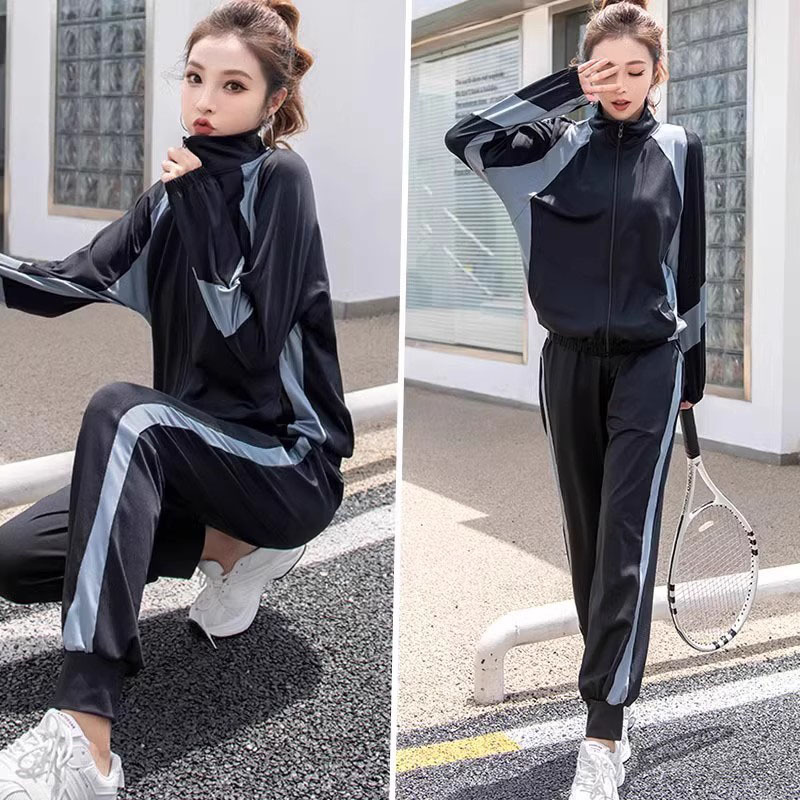 Japan's New Outdoor Fitness Quick-Drying Clothing, Morning Running Clothing, Yoga Clothing, Long-Sleeved Loose-Fitting Body-Covering Sportswear Suit for Women