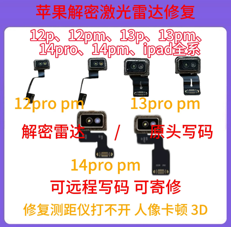 Suitable for Apple 14 Pro Max Lidar 13 12 Pro Rangefinder, Portrait 1X Antenna Repair and Modeling