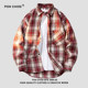 ponchioe2025春季户外流苏格子长袖衬衫男款宽松休闲百搭衬衣-53