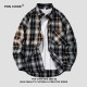 ponchioe2025春季户外流苏格子长袖衬衫男款宽松休闲百搭衬衣-53