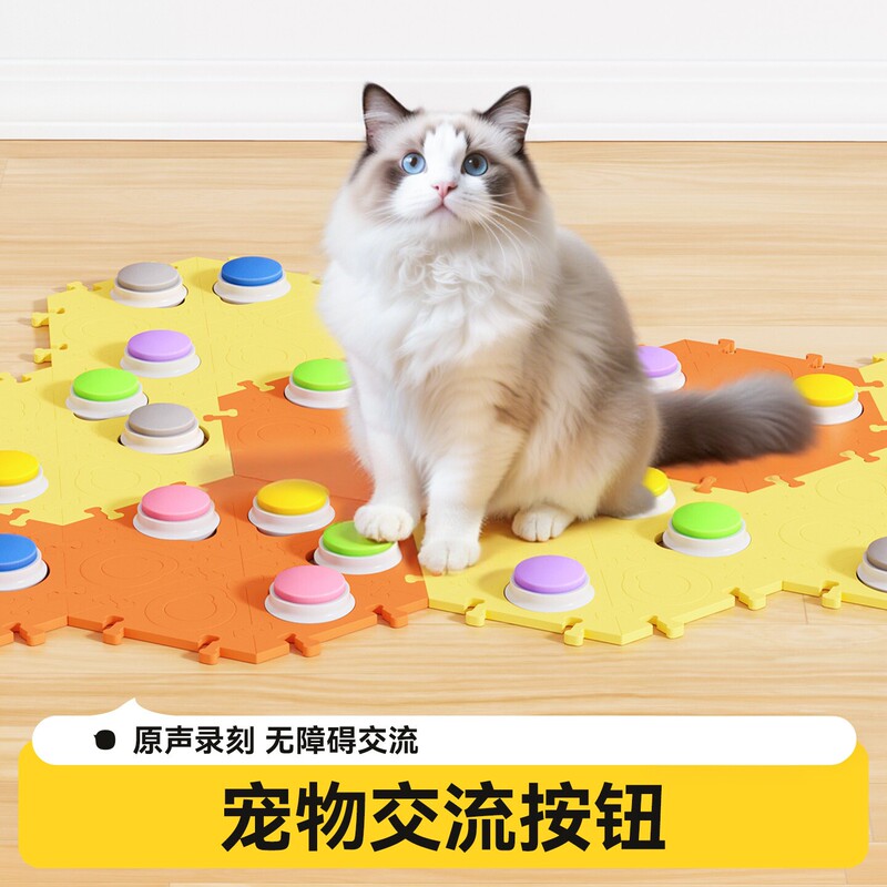 Cat Language Translator Pet Communication Button Talking Voice Toy Bell Training Device Recording Sound Press Button