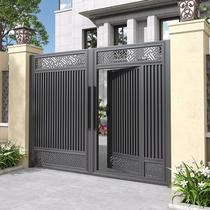 Aluminum alloy courtyard gate rural self-built house double door villa double door electric sliding door aluminum art yard door