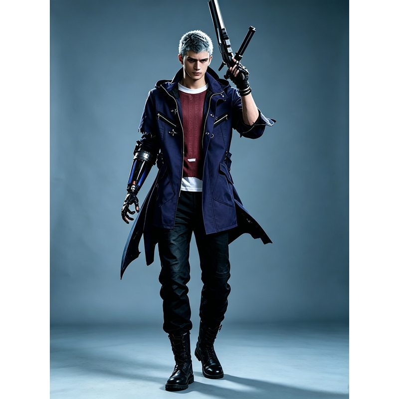 Devil May Cry 5 Nero Cosplay Jacket, Nero Clothing Trench Coat, Halloween Cosplay Game Costume for Men