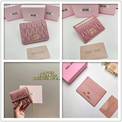 Full sheepskin wallet MIU hand wallet short card slot genuine leather wallet solid color tri-fold card holder long wallet
