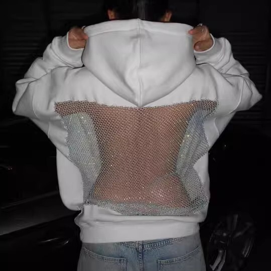 American Style Hot Girl Street Fashion Sweatshirt Sexy Backless Hollow Hoodie Top for Women Backles Shoodie