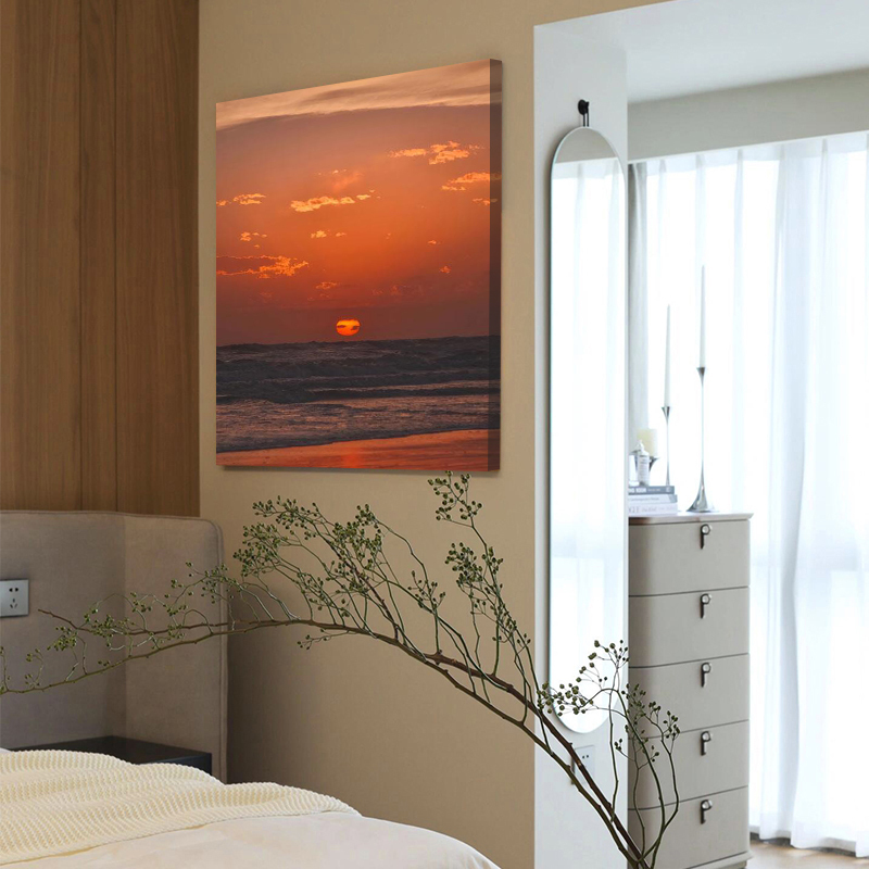 Sunrise and Sunset Paintings on the Sea, Seaside Sun, Sunset, Evening Glow, Bar and Tavern Decorative Paintings, Cafe Bedroom Wall Paintings