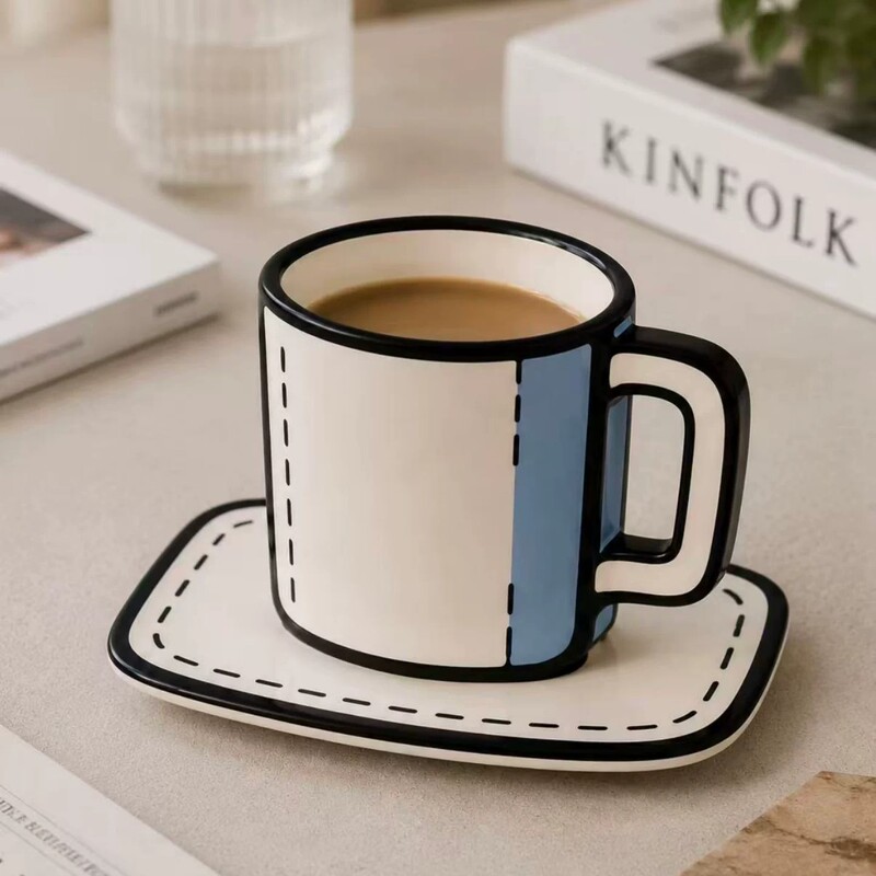 Japanese Limited Edition 2D Comic Ceramic Mug Casual Simple Coffee Cup Household Water Cup Beverage Cup Gift