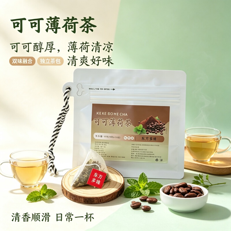 Cocoa Mint Combination Tea Bags, Individually Packaged, with a Fresh and Rich Flavor, Suitable for Home and Office, Portable Wellness Tea Cocoa Mint Combination Tea Bags, Individually Packaged, with a Fresh and Rich Flavor, Suitable for Home and Office, Portable Wellness Tea