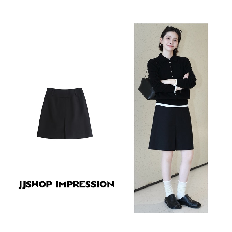Intellectual Suit-Style Slit Skirt, French Hepburn Style Jjshop Early Autumn High-Waisted A-Line Short Skirt Intellectual Suit-Style Slit Skirt, French Hepburn Style Jjshop Early Autumn High-Waisted A-Line Short Skirt
