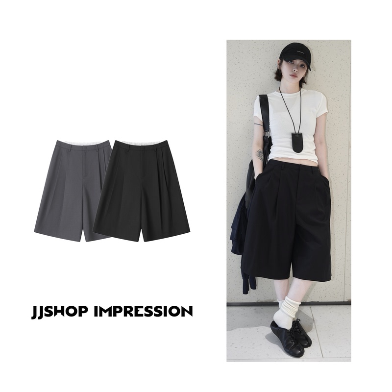 【Yuppie Shorts】Jjshop Impression Early Autumn Thick Slimming Wide-Leg Straight Five-Point Suit Shorts 【Yuppie Shorts】Jjshop Impression Early Autumn Thick Slimming Wide-Leg Straight Five-Point Suit Shorts
