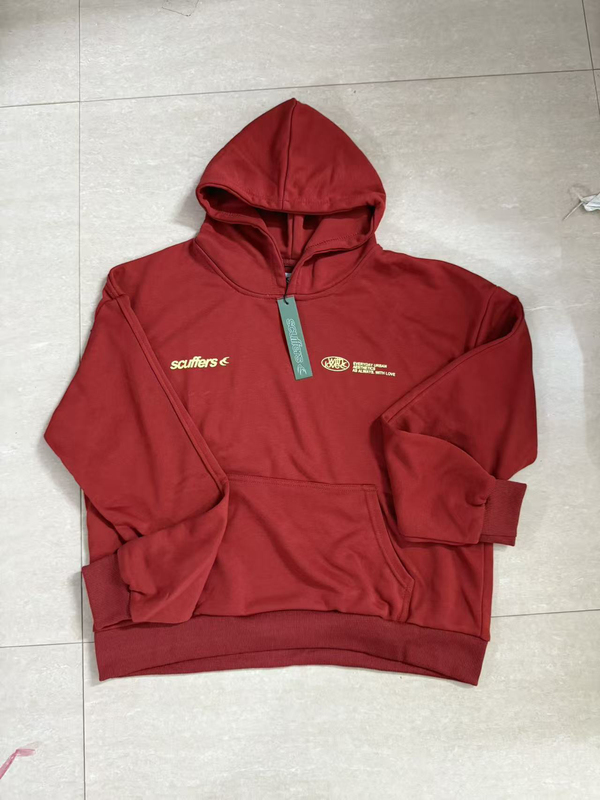 Cross-Border Scuffers Printed Sweatshirt Solid Color Hoodie Casual Loose Sports Top Terry Cotton Unisex Trendy Clothing