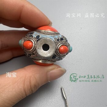 Antiques and miscellaneous tibetan silver snuff bottle ornaments collection copper silver-plated inlaid with gemstones cloisonné smoking set tibetan handle pieces