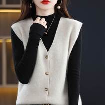 2024 compound vest for women autumn and winter high-end solid color vest for women knitted Korean style stacked vest