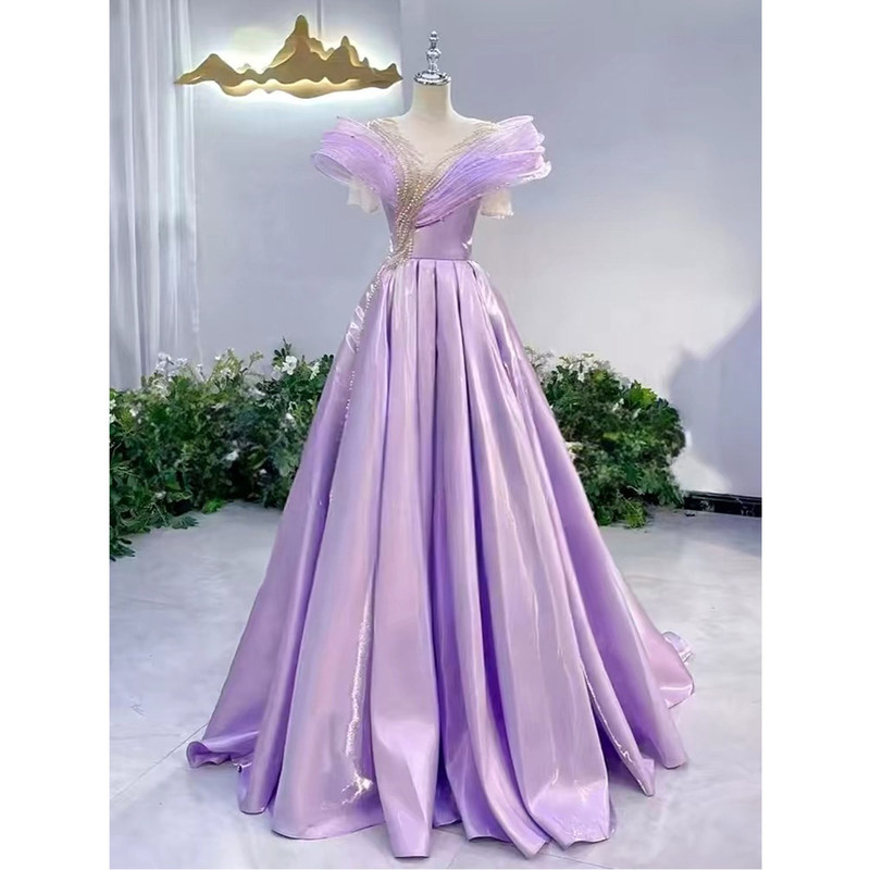 Purple Heavy-Duty Evening Dress 2026 New High-End Light Luxury Ethnic Vocal Art Exam Solo Performance Host Performance Dress Purple Heavy-Duty Evening Dress 2026 New High-End Light Luxury Ethnic Vocal Art Exam Solo Performance Host Performance Dress