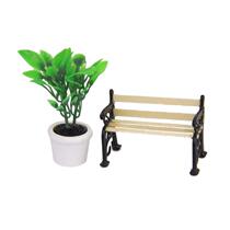 Wooden Park Bench Sreet Lamp Micro Landscape fairy garden