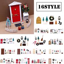 11Pcs DollHouse Elf Door Christmas Decor Fake Light ring H