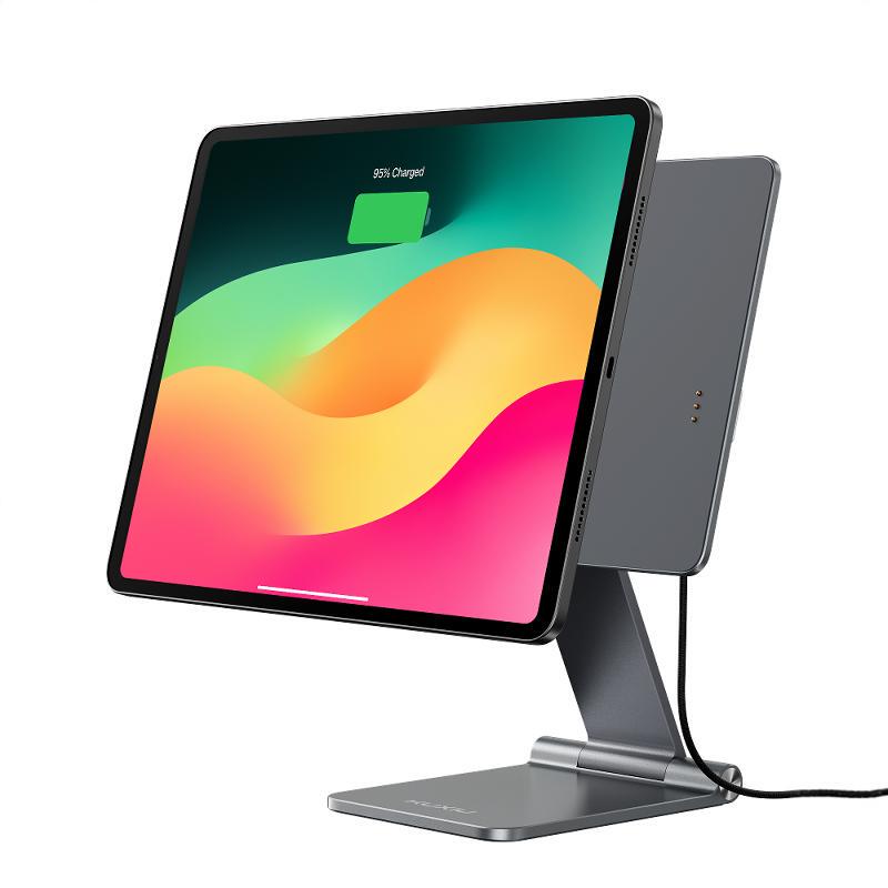 Suitable for iPad Magnetic Wireless Charging Stand 2024 New Model 11inch / 13inch Universal Air4/5/6 Desktop Tablet Pro2/3/4 Bed 360 ° Rotating Suspension Support Stand for Office Use