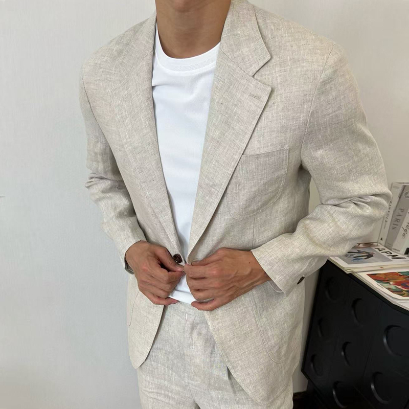 Italian Old Money Style 2026 Spring/Summer New Business Simple Lightweight Pure Linen Blazer Men's Suit Jacket