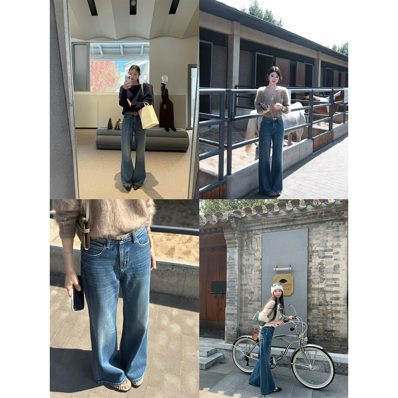 Fleme's Long-Term Vision Proportionally Enhances the Retro Washed Stylish Feel of Versatile Straight-Leg Jeans