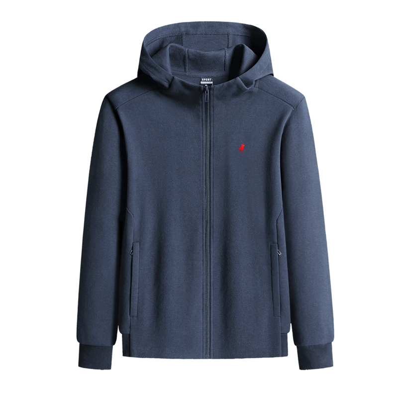 Paul Men's 100% Cotton Cardigan Sweatshirt Men's Spring and Autumn New Loose Sports Jacket Pure Cotton Knitted Hooded Jacket