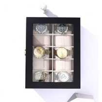 Cross-border spot black matte 10-bit watch box hardware lock solid wood spray-painted watch collection display box