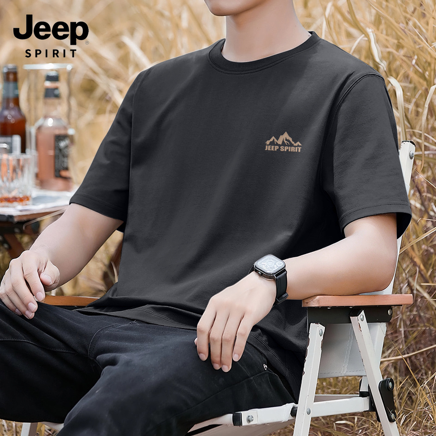 Мужская футболка JEEP Jeep mountain с короткими рукавами, новинка 2026 года, летний топ, мужская свободная хлопковая красивая мужская футболка G