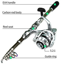 Telescopic portable long-range casting rod and reel fishing gear lure rod complete set sea fishing soft bait hook line cross-border