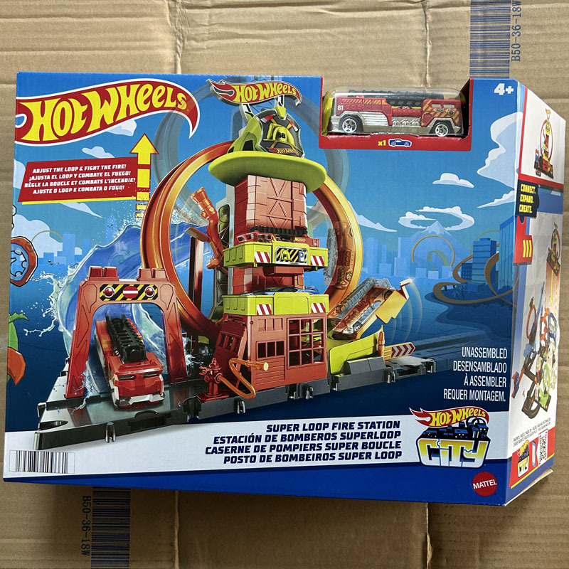 Authentic Hot Wheels City Super Fire Department Hkx41 Hillside Challenge Straight-Line Racing Championship Track Toy